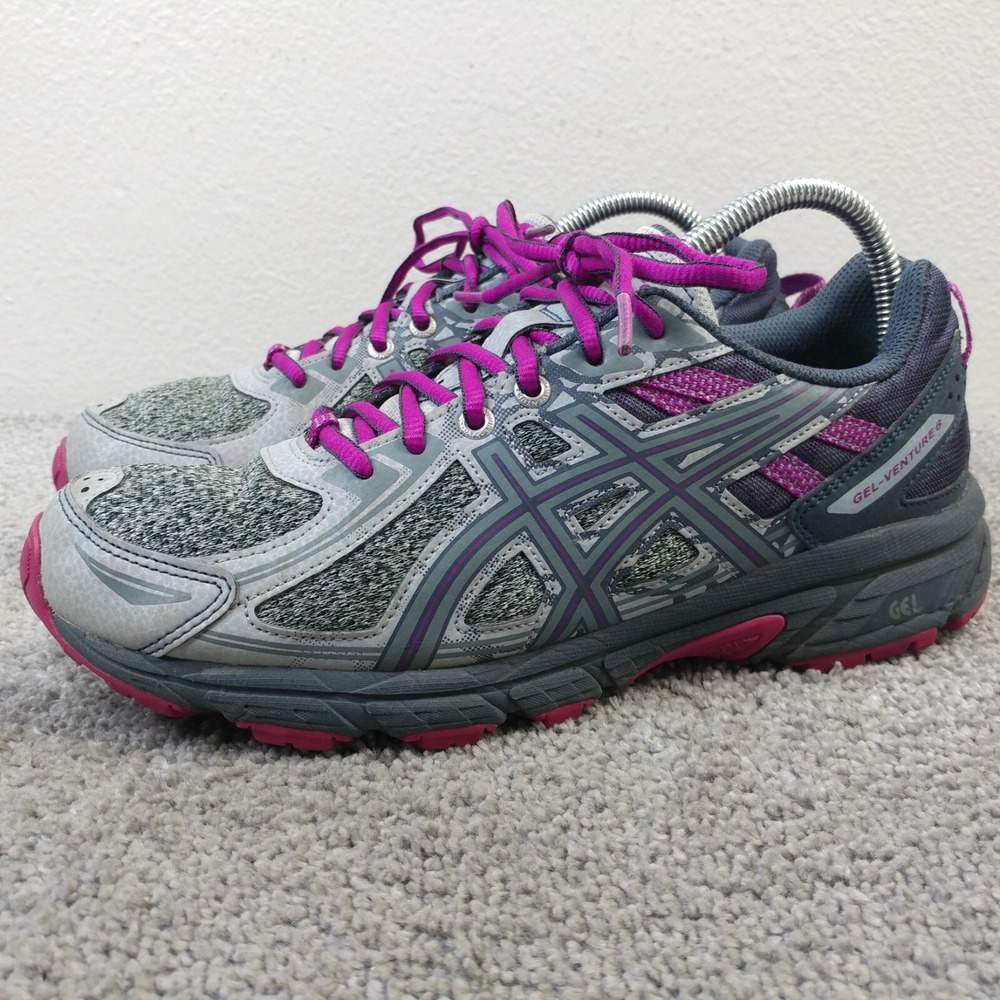 ASICS Gel Venture 6 Womens Size 9 Running Shoes Gray Purple Sneakers T7G6N